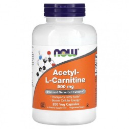 Товары для здоровья, спорта и фитнеса NOW Acetyl-L-Carnitine 500mg   (200 vcaps)