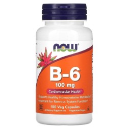 Товары для здоровья, спорта и фитнеса NOW B-6 100 мг  (100 капс)