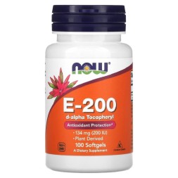 Отдельные витамины NOW NOW E-200 D-Alpha Tocopheryl 100 softgels  (100 softgels)